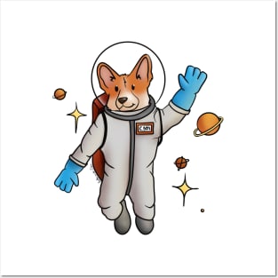 Astronaut Corgi in Space Posters and Art